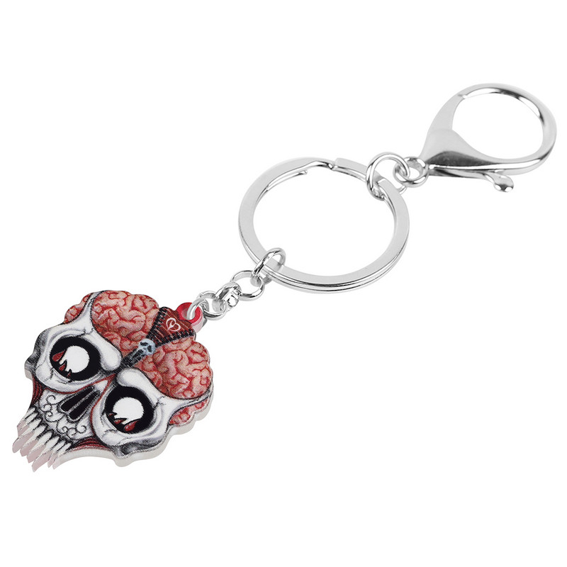 Newei Halloween Acrilic Horror Cranium Cap Colți Craniu Breloc Trendy Breloc Inel Cadouri Bijuterii pentru Femei Fete Charms