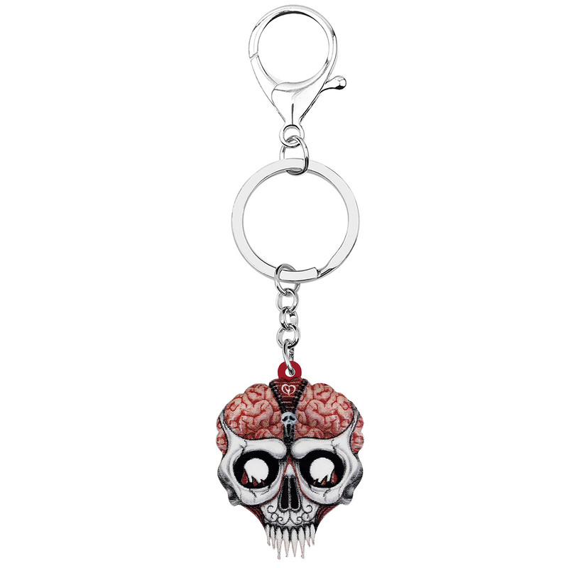 Newei Halloween Acrilic Horror Cranium Cap Colți Craniu Breloc Trendy Breloc Inel Cadouri Bijuterii pentru Femei Fete Charms