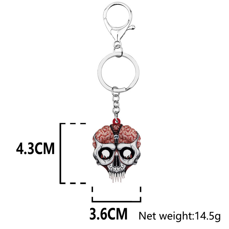 Newei Halloween Acrilic Horror Cranium Cap Colți Craniu Breloc Trendy Breloc Inel Cadouri Bijuterii pentru Femei Fete Charms