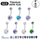 La modă 14G, cu filet intern, inel pentru buric sexy pentru femei G23 Ti6AL4VELI Piercing pentru buric vine cu opal colorat de zircon