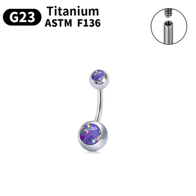 La modă 14G, cu filet intern, inel pentru buric sexy pentru femei G23 Ti6AL4VELI Piercing pentru buric vine cu opal colorat de zircon