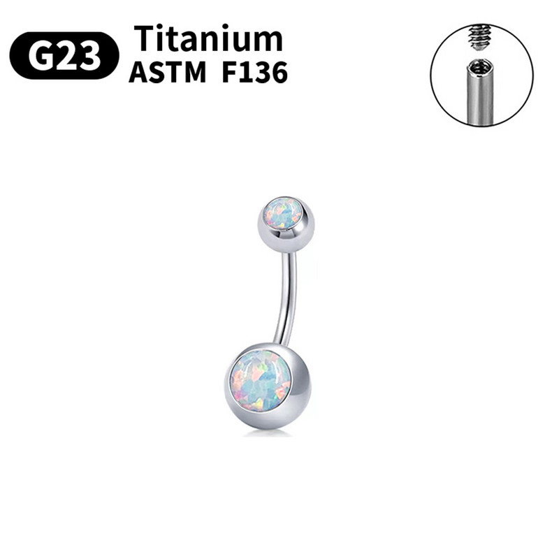 La modă 14G, cu filet intern, inel pentru buric sexy pentru femei G23 Ti6AL4VELI Piercing pentru buric vine cu opal colorat de zircon