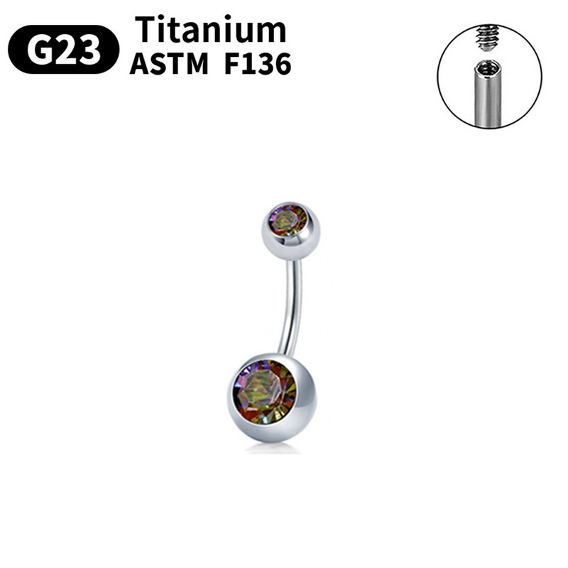 La modă 14G, cu filet intern, inel pentru buric sexy pentru femei G23 Ti6AL4VELI Piercing pentru buric vine cu opal colorat de zircon