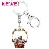 Newei Ouă de Paște acrilice Coș cu flori Breloc Breloc Breloc mare Bijuterii pentru femei Adolescenți Cadouri clasice de festival Accesoriu