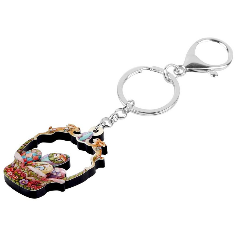 Newei Ouă de Paște acrilice Coș cu flori Breloc Breloc Breloc mare Bijuterii pentru femei Adolescenți Cadouri clasice de festival Accesoriu