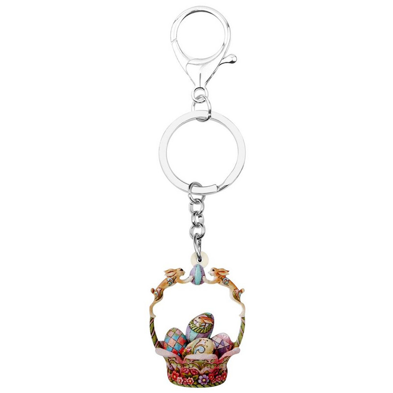 Newei Ouă de Paște acrilice Coș cu flori Breloc Breloc Breloc mare Bijuterii pentru femei Adolescenți Cadouri clasice de festival Accesoriu
