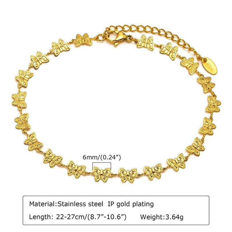 Elegáns Butterfly Charm Chain Bokaláncok Női, Heart Links Boka, Nem Allergia Rozsdamentes acél Nyári vakáció Strandékszerek