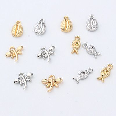 10 vnt mažų drugelių žuvies kriauklių auskarai iš lydinio pakabukai Mini mieli auskarai auskarai apyrankės jungtis pakabukas papuošalų radiniai