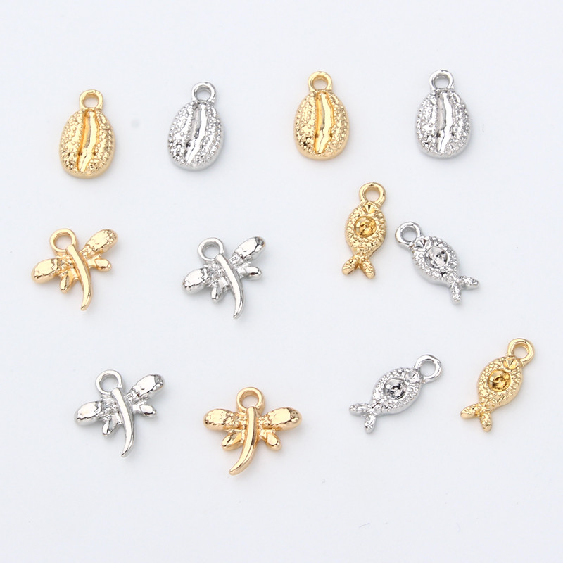 10 vnt mažų drugelių žuvies kriauklių auskarai iš lydinio pakabukai Mini mieli auskarai auskarai apyrankės jungtis pakabukas papuošalų radiniai