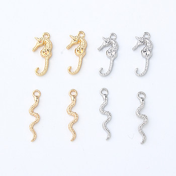 10 τμχ Punk Hippocampus Snake Earring Alloy Rhinestone Charms Small Earrings Βραχιόλι Connector Findings For Jewelry Make