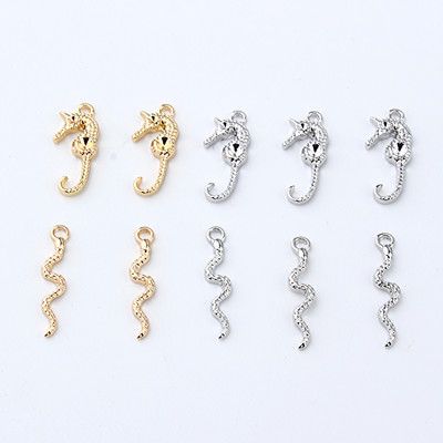 10 τμχ Punk Hippocampus Snake Earring Alloy Rhinestone Charms Small Earrings Βραχιόλι Connector Findings For Jewelry Make