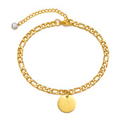 26 de litere gleznă pentru femei, lanț de gleznă inițial AZ, lanț Figaro din oțel inoxidabil ton auriu, monedă alfabetică bijuterii de plajă pentru fete