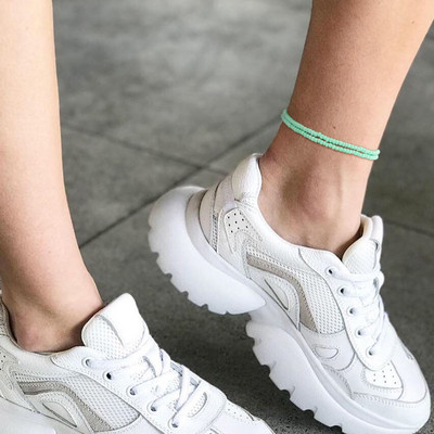 Femei, dulci, colorate, mărgele, glezne boemia, Y2K Boho vară, vacanță pe plajă, verde, portocaliu, violet, cu margele, bijuterii pentru glezne.