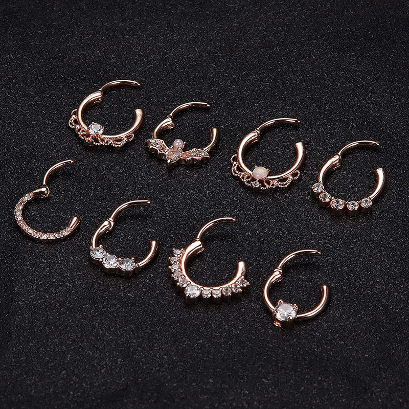 1 buc. Inele 16G Septum Clicker Inele cu segmente cu balamale pentru nas Inele pentru cartilaj Tragus Hoop Helix Cercei Daith Bijuterii piercing la nas