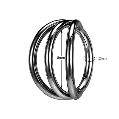 ZS 1 bucată inel de nas din oțel inoxidabil 316L, culoare neagră, pentru femei, bărbați, 8 mm, punk, moon, spike, ureche, helix, septum, piercing, bijuterii