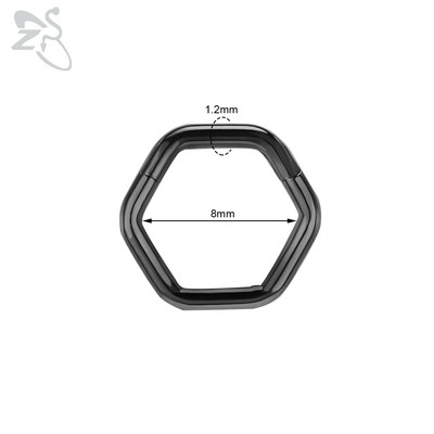 ZS 1 bucată inel de nas din oțel inoxidabil 316L, culoare neagră, pentru femei, bărbați, 8 mm, punk, moon, spike, ureche, helix, septum, piercing, bijuterii