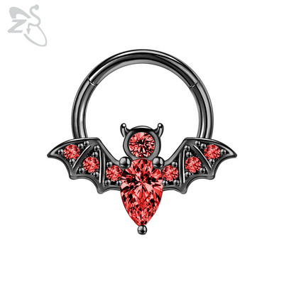 ZS 1 bucată inel de nas din oțel inoxidabil 316L, culoare neagră, pentru femei, bărbați, 8 mm, punk, moon, spike, ureche, helix, septum, piercing, bijuterii