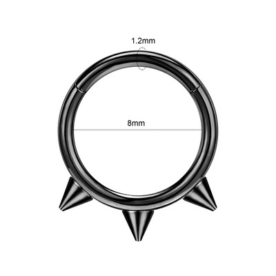 ZS 1 bucată inel de nas din oțel inoxidabil 316L, culoare neagră, pentru femei, bărbați, 8 mm, punk, moon, spike, ureche, helix, septum, piercing, bijuterii