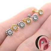 2 buc. 1.2x6/8/10mm Bar Floare Soare Helix Piercing Tragus Cartilaj Cercei Conch Labret Buze Inel Nas Stud серьги Bijuterii Urechi 16G