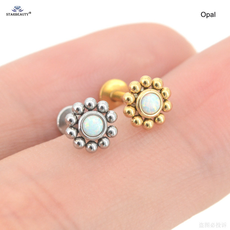 2 buc. 1.2x6/8/10mm Bar Floare Soare Helix Piercing Tragus Cartilaj Cercei Conch Labret Buze Inel Nas Stud серьги Bijuterii Urechi 16G