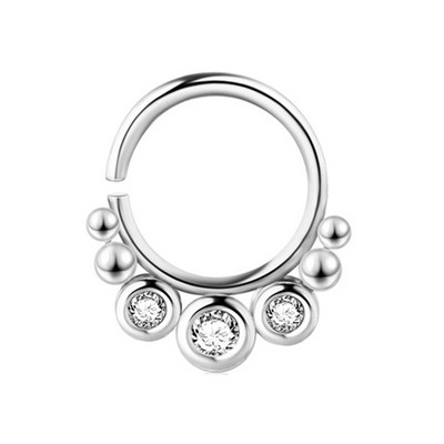C-alakú rozsdamentes acél orrgyűrű szett Kristály orrlyukasztó karika Tragus Fülcsont Stud Septum Piercing Testékszer
