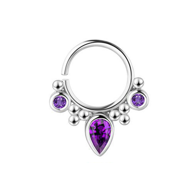 C-alakú rozsdamentes acél orrgyűrű szett Kristály orrlyukasztó karika Tragus Fülcsont Stud Septum Piercing Testékszer