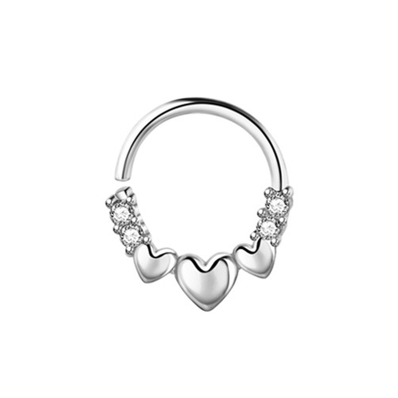 C-alakú rozsdamentes acél orrgyűrű szett Kristály orrlyukasztó karika Tragus Fülcsont Stud Septum Piercing Testékszer