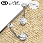 G23 titan Inel pentru buric Piercing pentru buric Bijuterii pentru corp pentru femei Piercing cu zircon în formă de inimă rotundă de înaltă calitate Popular