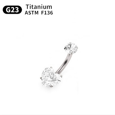 G23 titan Inel pentru buric Piercing pentru buric Bijuterii pentru corp pentru femei Piercing cu zircon în formă de inimă rotundă de înaltă calitate Popular