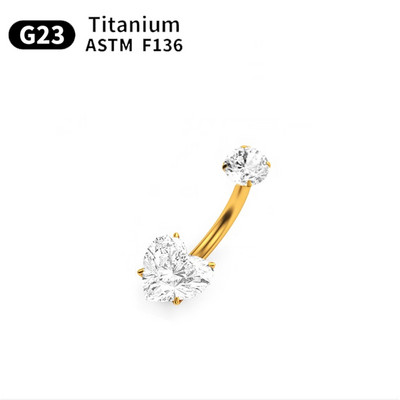 G23 titan Inel pentru buric Piercing pentru buric Bijuterii pentru corp pentru femei Piercing cu zircon în formă de inimă rotundă de înaltă calitate Popular