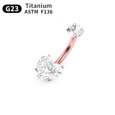 G23 titan Inel pentru buric Piercing pentru buric Bijuterii pentru corp pentru femei Piercing cu zircon în formă de inimă rotundă de înaltă calitate Popular