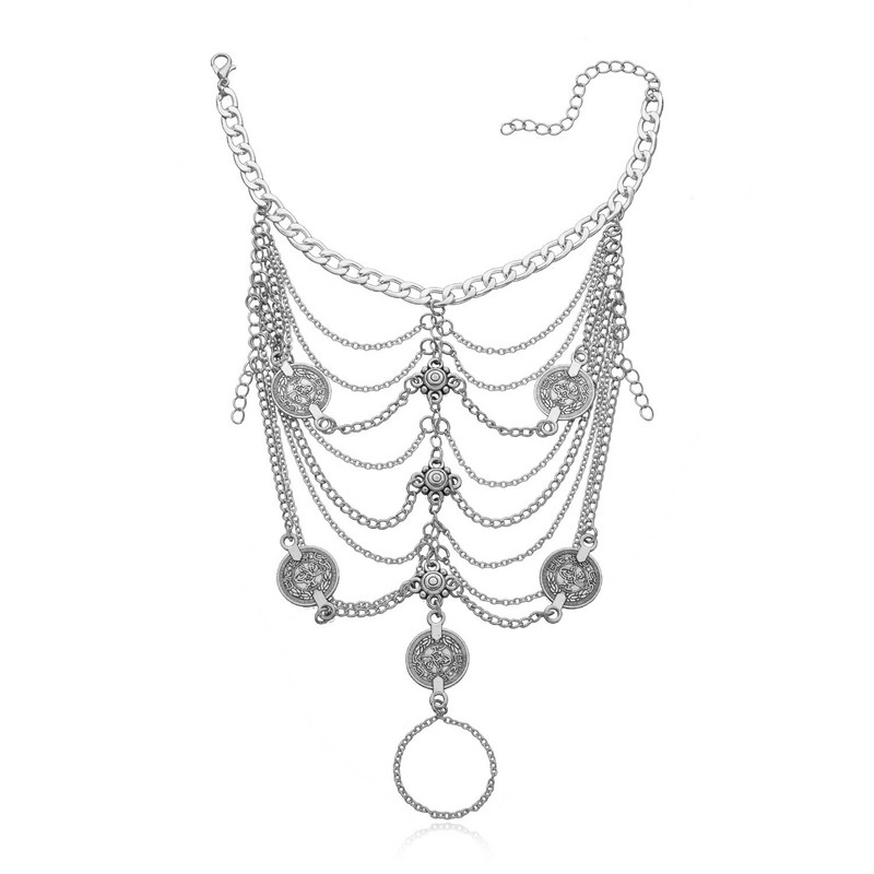 Boemia desculț cu mai multe straturi ciucuri monedă gleznă lanț fermecător gleznă bijuterii picior accesoriu de modă