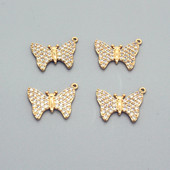 2 bucăți strălucitor cristal auriu fluture cercei brelocuri aliaj animale pandantive pentru colier brățară accesoriu bricolaj bijuterii drăguțe face