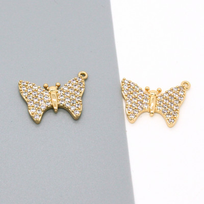 2 bucăți strălucitor cristal auriu fluture cercei brelocuri aliaj animale pandantive pentru colier brățară accesoriu bricolaj bijuterii drăguțe face