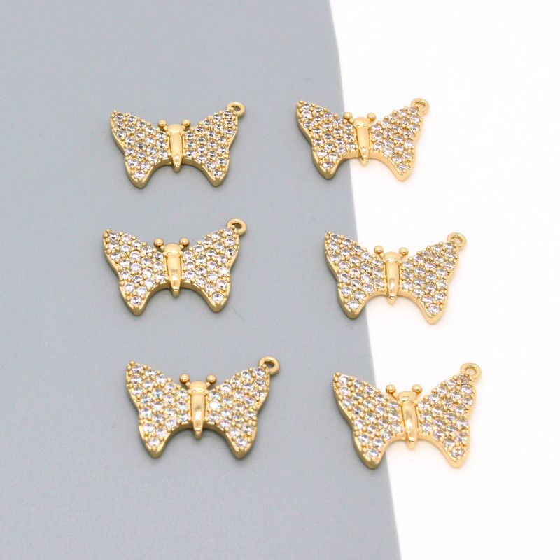 2 bucăți strălucitor cristal auriu fluture cercei brelocuri aliaj animale pandantive pentru colier brățară accesoriu bricolaj bijuterii drăguțe face