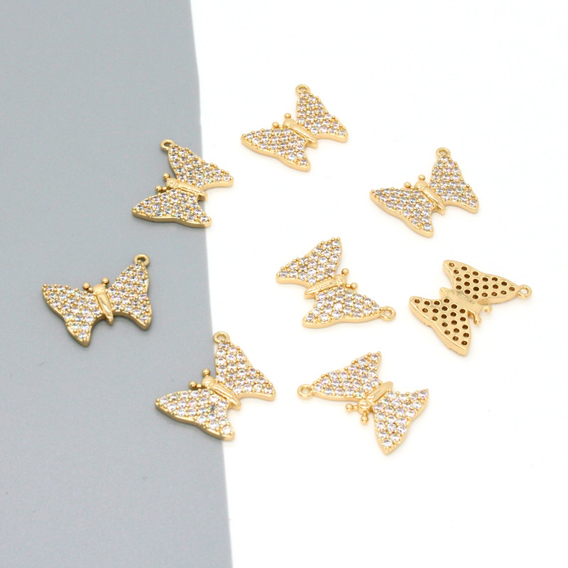 2 bucăți strălucitor cristal auriu fluture cercei brelocuri aliaj animale pandantive pentru colier brățară accesoriu bricolaj bijuterii drăguțe face