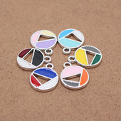 10 bucăți 22x17mm goluri rotunde din aliaj smalț farmece culori amestecate cercei geometrici breloc colier pandantiv accesoriu de bijuterii