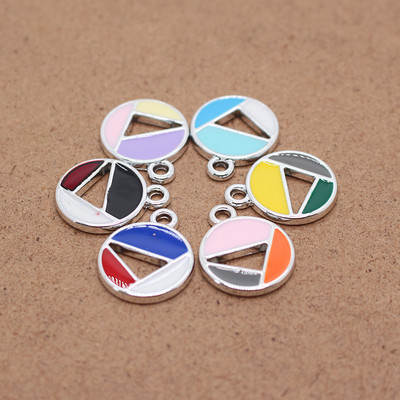 10 bucăți 22x17mm goluri rotunde din aliaj smalț farmece culori amestecate cercei geometrici breloc colier pandantiv accesoriu de bijuterii
