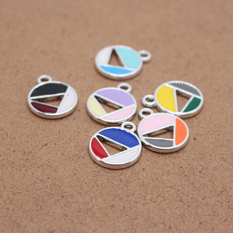 10 bucăți 22x17mm goluri rotunde din aliaj smalț farmece culori amestecate cercei geometrici breloc colier pandantiv accesoriu de bijuterii