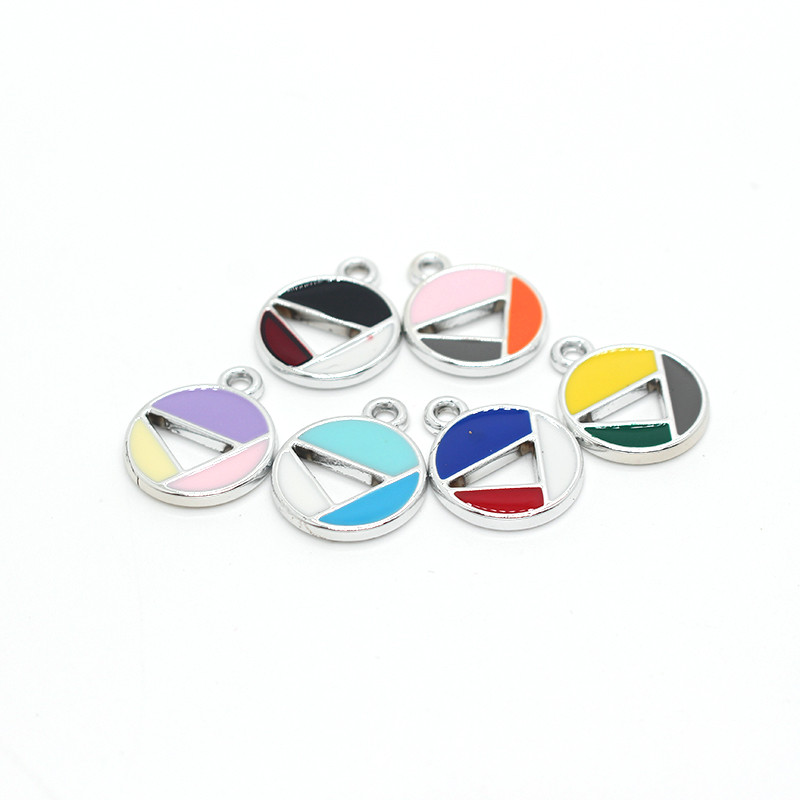 10 bucăți 22x17mm goluri rotunde din aliaj smalț farmece culori amestecate cercei geometrici breloc colier pandantiv accesoriu de bijuterii