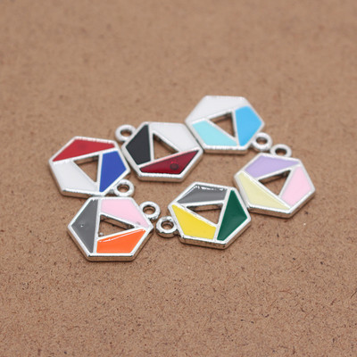 10 бр. 22x20 mm кухи шестоъгълни талисмани от емайлирана сплав Геометрични прости обеци, ключодържател, висулка Направи си сам микс талисмани за бижута аксесоар