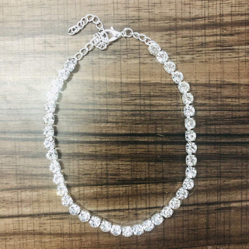 Stonefans Charm Jewelry Lanț de gleznă de tenis cu stras mare pentru femei, lanț de tenis pentru picioare, cristal simplu, bijuterii de plajă