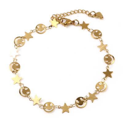 1 buc gleznă din oțel inoxidabil de culoare aurie inimă stea lună conector brățară de modă gleznă bijuterii picior pentru femei 23 cm lungime