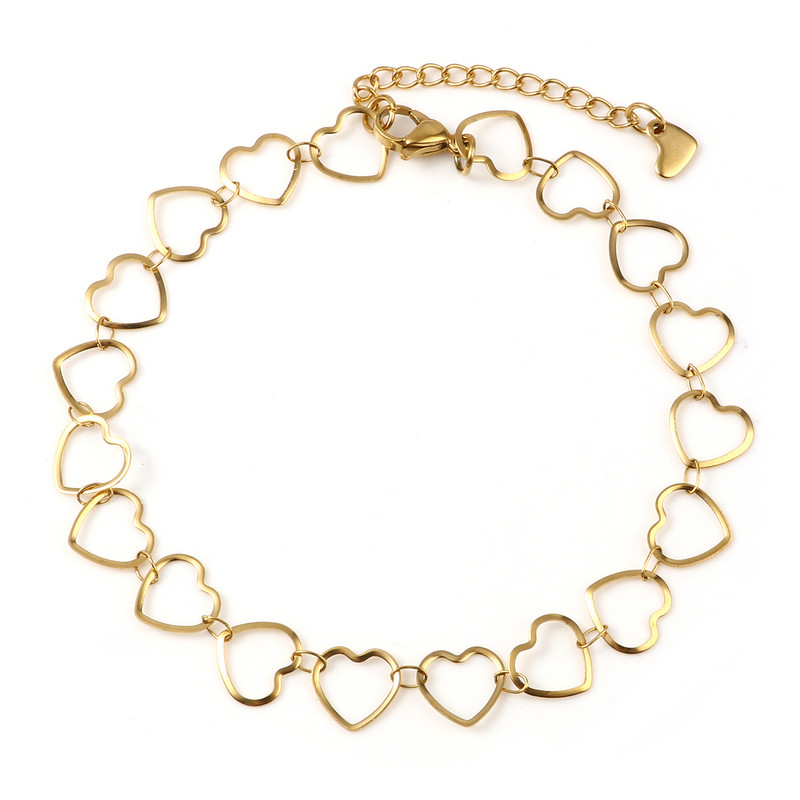 1 buc gleznă din oțel inoxidabil de culoare aurie inimă stea lună conector brățară de modă gleznă bijuterii picior pentru femei 23 cm lungime