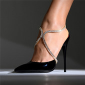 gleznă sexy cu toc înalt din cristal complet, elegantă, simplă, pentru femei, lanț pentru picioare, cristal, bijuterii, accesorii pentru sandale