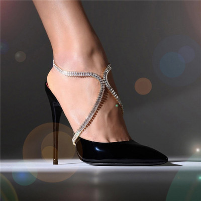 gleznă sexy cu toc înalt din cristal complet, elegantă, simplă, pentru femei, lanț pentru picioare, cristal, bijuterii, accesorii pentru sandale