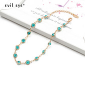 EVIL EYE Brățară de gleznă de culoare aurie, lanț de picior reglabil, albastru turcesc Evil Eye Charm gleznă Bijuterii de modă pentru femei, fete BD198
