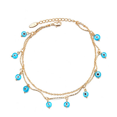 EVIL EYE Brățară de gleznă de culoare aurie, lanț de picior reglabil, albastru turcesc Evil Eye Charm gleznă Bijuterii de modă pentru femei, fete BD198