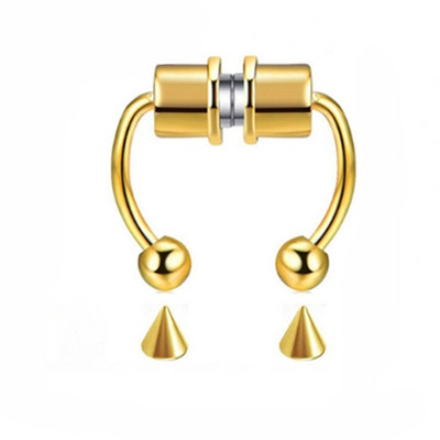 Punk-roostevabast terasest võltsitud ninakinnitusega sõrmus naiste meeste magnetiline vaheseina ilma auguta ninakruvi kunstvahesein Falso, mitte augustamine