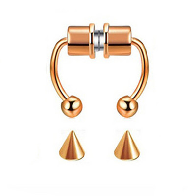 Punk-roostevabast terasest võltsitud ninakinnitusega sõrmus naiste meeste magnetiline vaheseina ilma auguta ninakruvi kunstvahesein Falso, mitte augustamine